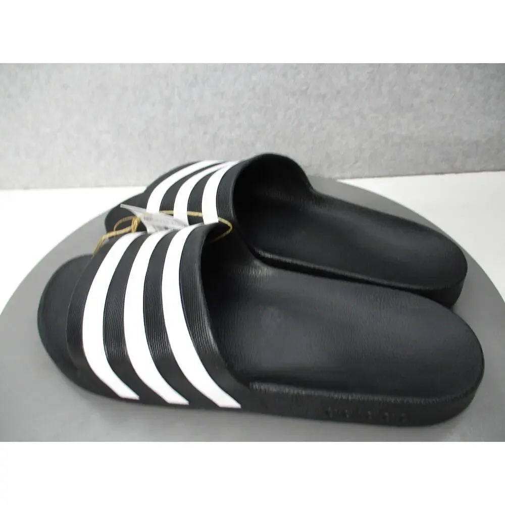 Adidas Adilette Aqua Slides Sandals Black White Mens Sz 11 Womens Sz 12